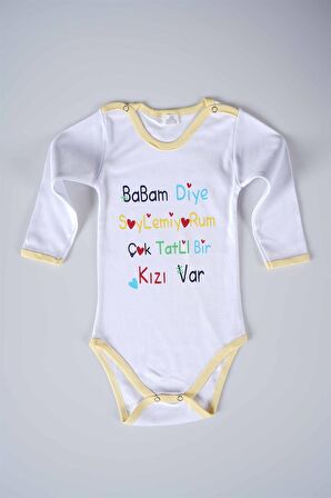 YENİ SEZON BABAM DİYE DEMİYORUM YAZILI BEBEK ÇOCUK UZUN KOL PAMUK BADY ZIBIN