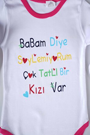 YENİ SEZON BABAM DİYE DEMİYORUM YAZILI BEBEK ÇOCUK UZUN KOL PAMUK BADY ZIBIN