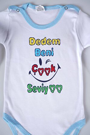 YENİ SEZON DEDEM BENİ ÇOK SEVİYO YAZILI BEBEK ÇOCUK UZUN KOL PAMUK BADY ZIBIN