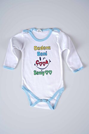 YENİ SEZON DEDEM BENİ ÇOK SEVİYO YAZILI BEBEK ÇOCUK UZUN KOL PAMUK BADY ZIBIN