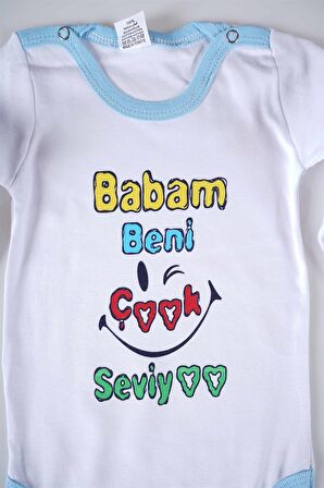 YENİ SEZON BABAM BENİ ÇOK SEVİYO YAZILI BEBEK ÇOCUK UZUN KOL PAMUK BADY ZIBIN