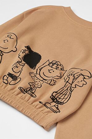 KIZ ÇOCUK PENATUS SNOOPY MODELLİ PAÇA RİBANALI BİSİKLET YAKA EŞOFMAN TAKIMI