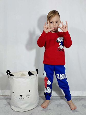 ERKEK ÇOCUK LİON SNOOPY ÖRÜMCEK ADAM 3 İPLİK PAMUK EŞOFMAN TAKIMI