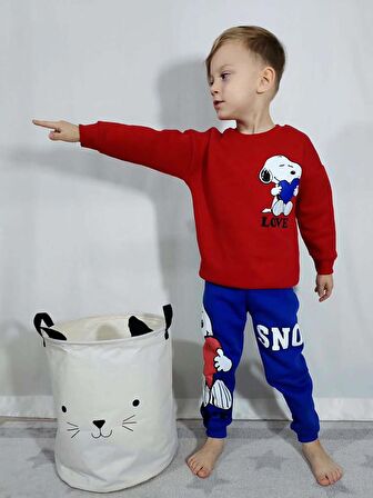 ERKEK ÇOCUK LİON SNOOPY ÖRÜMCEK ADAM 3 İPLİK PAMUK EŞOFMAN TAKIMI