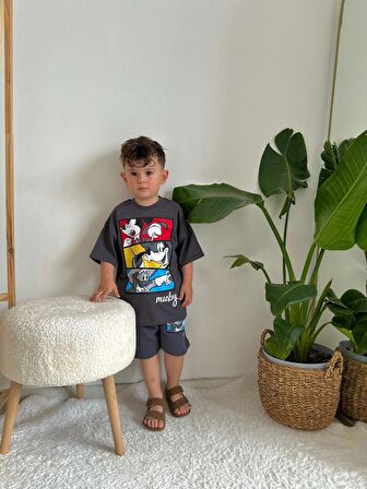 ERKEK ÇOCUK MİCKEY MODELLİ PAMUK ŞORTLU TAKIM