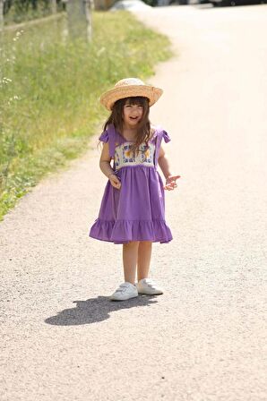 KIZ ÇOCUK PAMUK İŞLEMELİ SÜZENE ELBİSE