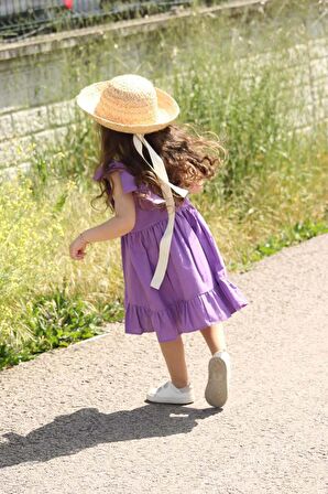 KIZ ÇOCUK PAMUK İŞLEMELİ SÜZENE ELBİSE