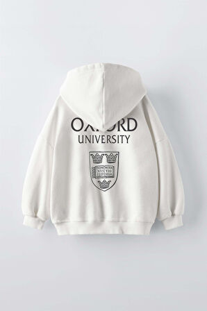 ERKEK ÇOCUK OXFORD MODELLİ KOL MANŞETLİ PAMUK KAPŞONLU SWEAT