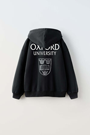 ERKEK ÇOCUK OXFORD MODELLİ KOL MANŞETLİ PAMUK KAPŞONLU SWEAT