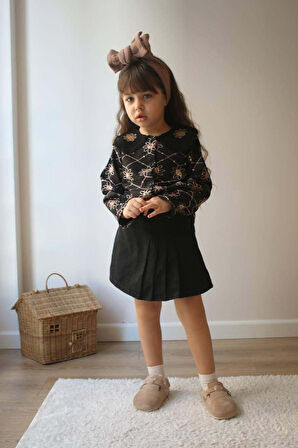 KIZ ÇOCUK GÖMLEKLİ YAKALI ETEKLİ TAKIM