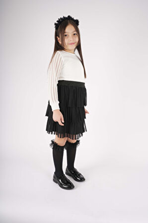 23 NİSAN 29 EKİM KONSEPT KOL TÜL DETAYLI KAT KAT TÜTÜ ETEKLİ TAKIM