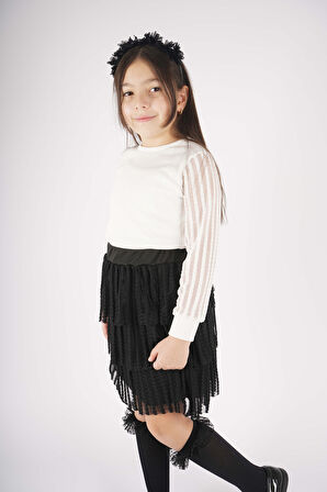 23 NİSAN 29 EKİM KONSEPT KOL TÜL DETAYLI KAT KAT TÜTÜ ETEKLİ TAKIM