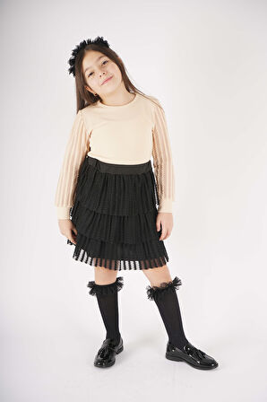 23 NİSAN 29 EKİM KONSEPT KOL TÜL DETAYLI KAT KAT TÜTÜ ETEKLİ TAKIM