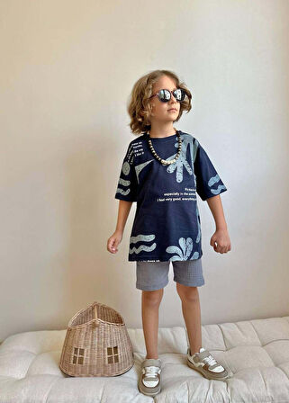 ERKEK ÇOCUK KAKTÜS DESENLİ MÜSLİN ŞORTLU PAMUK TAKIM