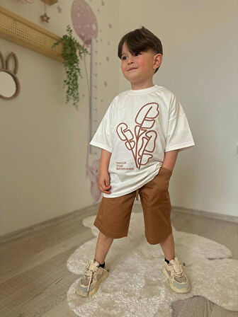 ERKEK ÇOCUK KETEN ŞORTLU CEP MODELLİ PAMUK ŞORTLU TAKIM