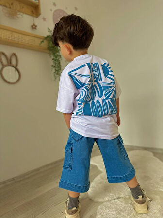 ERKEK ÇOCUK KOT CEP KAPRİ MODELLİ PAMUK ŞORTLU TAKIM