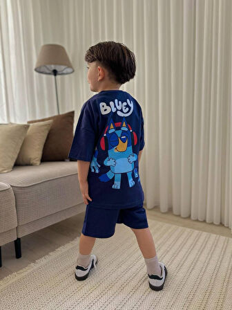 ERKEK ÇOCUK BLUEY MODELLİ PAMUK ŞORTLU TAKIM