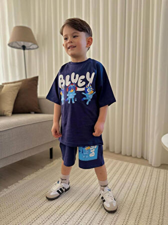 ERKEK ÇOCUK BLUEY MODELLİ PAMUK ŞORTLU TAKIM