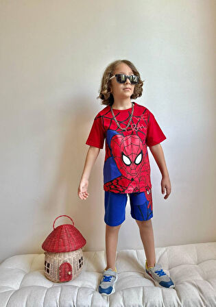 ERKEK ÇOCUK SPİDERMAN BASKILI PAMUK ŞORTLU TAKIM