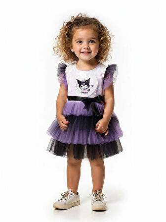 KIZ ÇOCUK KUROMİ MODELLİ TÜL TÜTÜ ETEKLİ ELBİSE