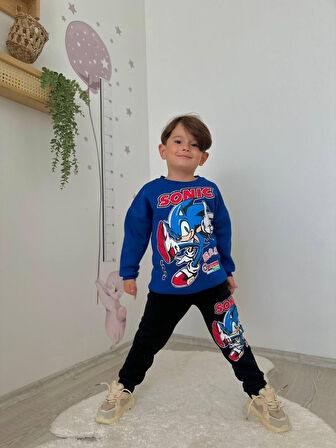 ERKEK ÇOCUK SONİC MODELLİ 3İPLİK ŞARDONLU EŞOFMAN TAKIMI