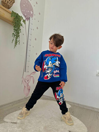 ERKEK ÇOCUK SONİC MODELLİ 3İPLİK ŞARDONLU EŞOFMAN TAKIMI