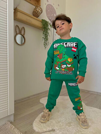 ERKEK ÇOCUK CRAF MODELLİ 3 İPLİK ŞARDONLU EŞOFMAN TAKIMI
