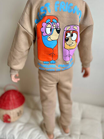 ERKEK ÇOCUK BLUEY MODELLİ 3 İPLİK ŞARDONLU EŞOFMAN TAKIMI