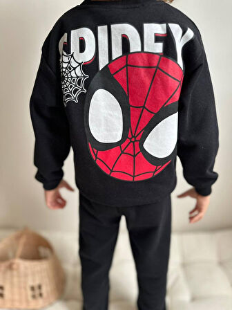 ERKEK ÇOCUK SPİDERMAN BASKILI 3 İPLİK ŞARDONLU EŞOFMAN TAKIMI