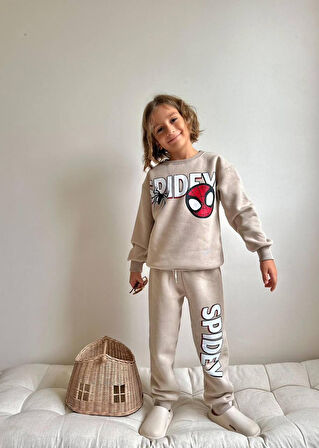 ERKEK ÇOCUK SPİDERMAN BASKILI 3 İPLİK ŞARDONLU EŞOFMAN TAKIMI