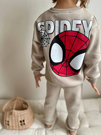 ERKEK ÇOCUK SPİDERMAN BASKILI 3 İPLİK ŞARDONLU EŞOFMAN TAKIMI