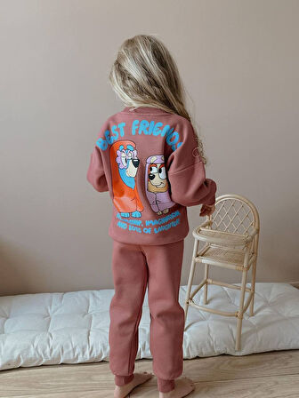 KIZ ÇOCUK BLUEY MODELLİ 3 İPLİK ŞARDONLU EŞOFMAN TAKIMI