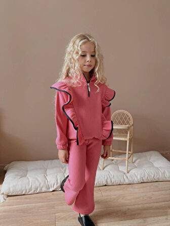 KIZ ÇOCUK YAKA FERMUARLI FİTİLLİ İSPANYOL PAÇA TAKIM