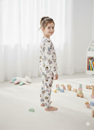 YENİ SEZON KIZ ERKEK ÇOCUK FİTİLLİ PAMUK PİJAMA TAKIMI