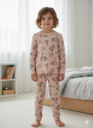 YENİ SEZON KIZ ERKEK ÇOCUK FİTİLLİ PAMUK PİJAMA TAKIMI