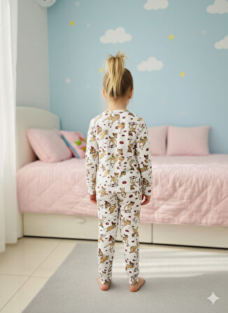 YENİ SEZON KIZ ERKEK ÇOCUK FİTİLLİ PAMUK PİJAMA TAKIMI