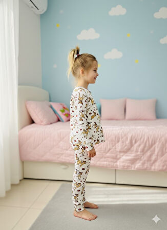 YENİ SEZON KIZ ERKEK ÇOCUK FİTİLLİ PAMUK PİJAMA TAKIMI