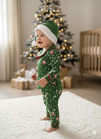 BEBEK YILBAŞI NOEL TEMALI PİJAMA TAKIMI
