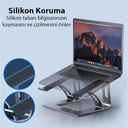 Coofbe Premium 10-17İnch Arası Uyumlu Laptop Standı, Sarsıntı Engelleyici, Kaymaz Taban Stand