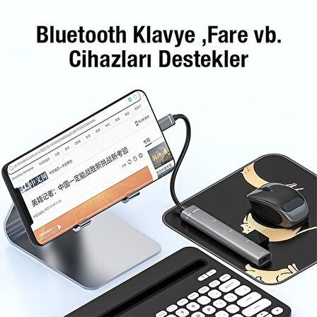 Coofbe 4in1 Type C Çoğaltıcı Çevirici HUB, 2x USB, 1x Type C ve 1x 3.5MM Girişli Adaptör