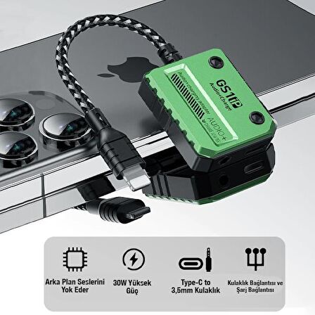 Coofbe 2in1 30W Mıknatıslı İpad, İphone Lightning Şarj ve 3.5MM Kulaklık Çevirici Çoğaltıcı Adaptör