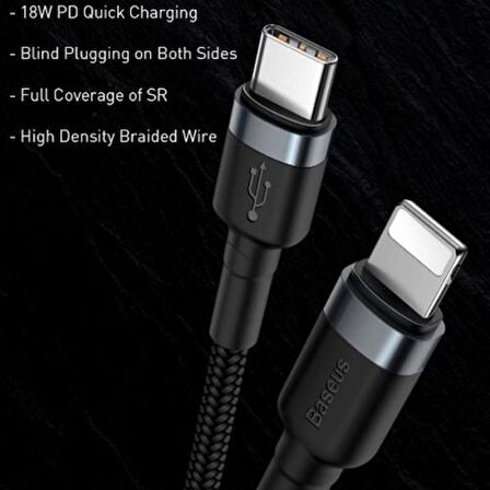 Baseus İphone 14 13 12 11 Pro Max Şarj Kablosu Ultra Hızlı 1 Mt 18W Type-C To İPhone Şarj Kablosu Veri Aktarım Kablosu
