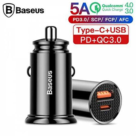 Baseus Ultra Hızlı 5A 30W Araç Çakmaklık Şarjı Araç Şarjı A+C 30W PPS Araç Şarjı