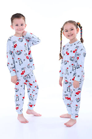 Yılbaşı Temalı Baston Şeker Desenli %100 Pamuk Unisex Pijama Takımı