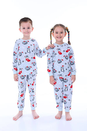 Yılbaşı Temalı Baston Şeker Desenli %100 Pamuk Unisex Pijama Takımı