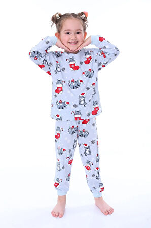 Yılbaşı Temalı Baston Şeker Desenli %100 Pamuk Unisex Pijama Takımı