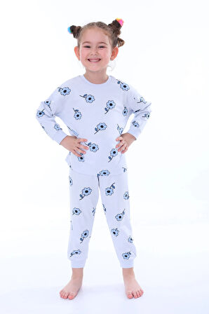Çiçek Desenli Pembe Kız Çocuk Pijama Takımı