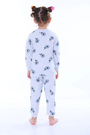 Çiçek Desenli Pembe Kız Çocuk Pijama Takımı