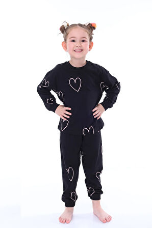 Minik Kalpler Desenli %100 Pamuk Kız Çocuk Pijama Takımı