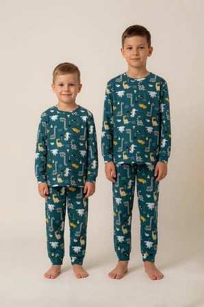 Erkek Çocuk %100 Pamuk Süprem Kumaş Uzun Kollu Mevsimlik Pijama Takımı 